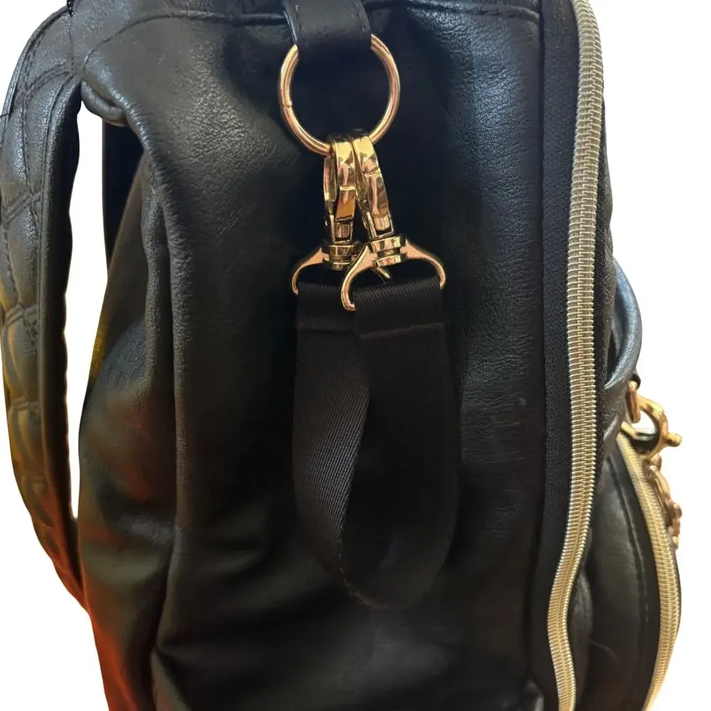 Itzy Ritzy Boss Diaper Bag Backpack Black Quilted Vegan Leather - Picture 9 of 13
